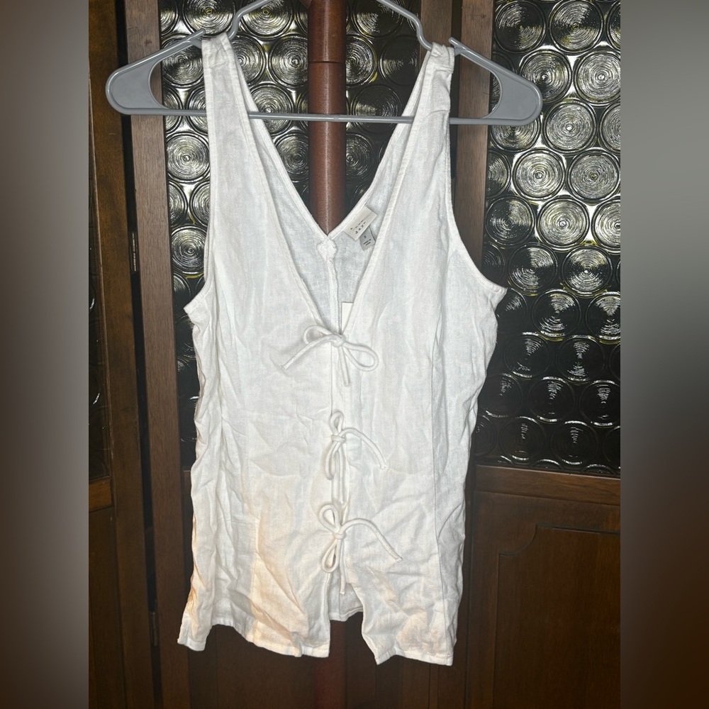 A New Day White Tie-Front Sleeveless Top